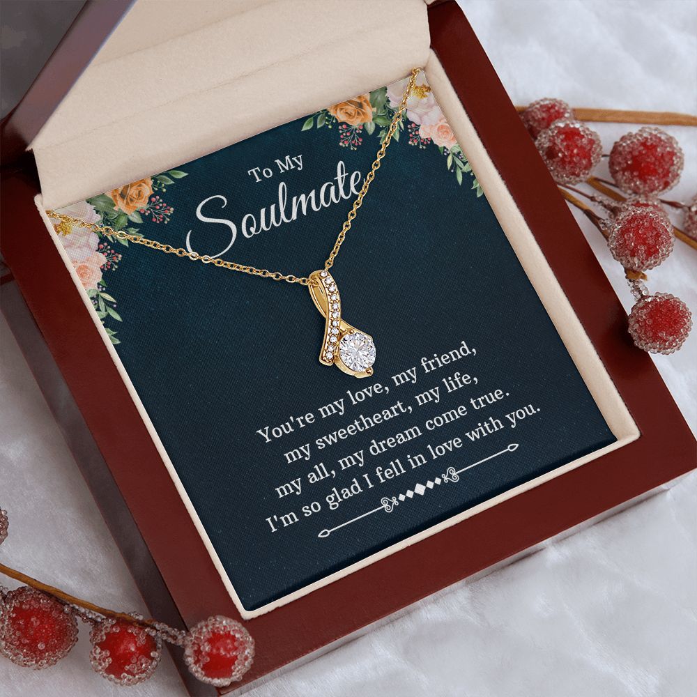 To My Beautiful Soulmate Necklace for her Jewelry For Her Couples Gifts Necklaces For Soul Mate Christmas Jewelry Romantic, Love Knot Meaningful Necklace Message Card and Gift Box Styles on Birthday, Christmas, Anniversary  Allruing Necklace