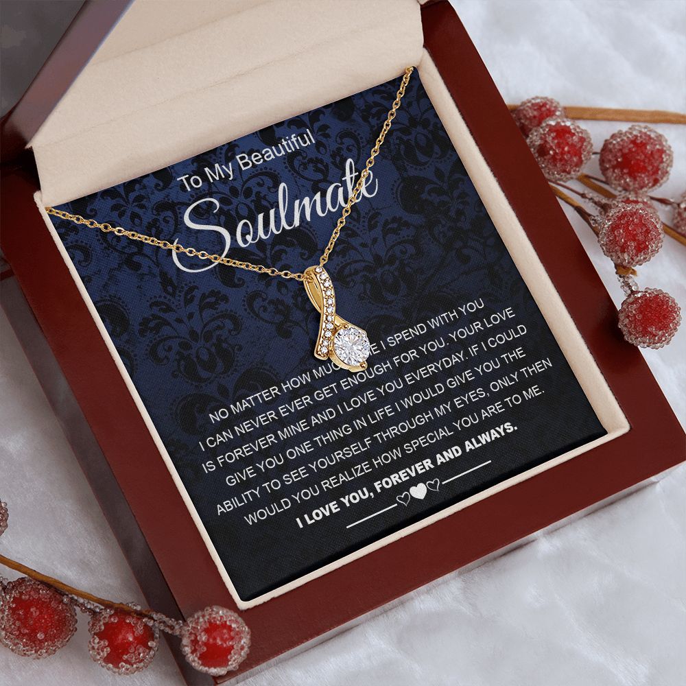 To My Beautiful Soulmate Necklace Birthday Gifts for Wife Gifts from Husband, Wife Valentine Gifts, Gift for Wife, Message Card and Necklace Gift Box Gift Box Styles on Birthday, Wedding, Anniversary, Valentine Allruing Necklace