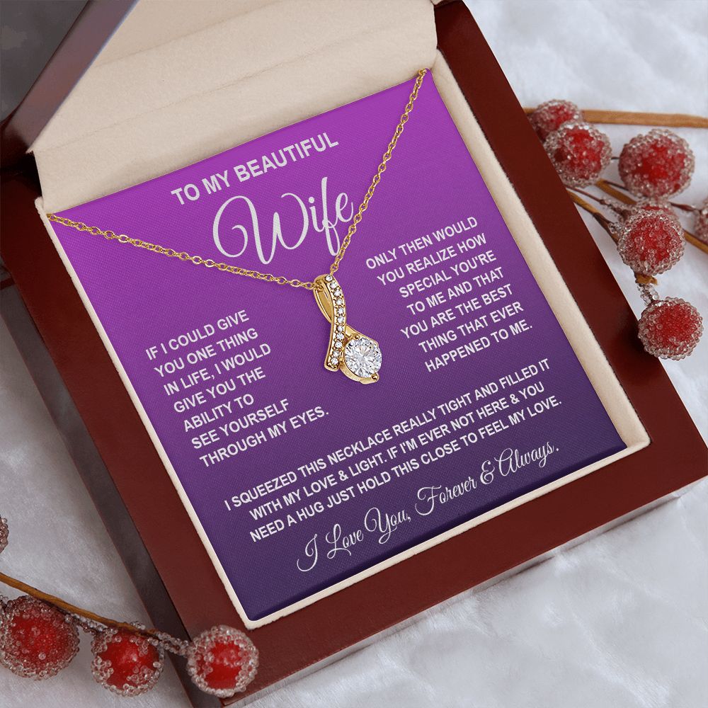 Soulmate Necklace Gifts From Husband, For Wife From Husband, Soulmate Gifts From Husband, Necklaces For Wife From Husband To My Wife Necklace Message Card and Necklace Gift Box Gift Box Styles on Birthday, Wedding, Anniversary, Valentine Allruing Necklace