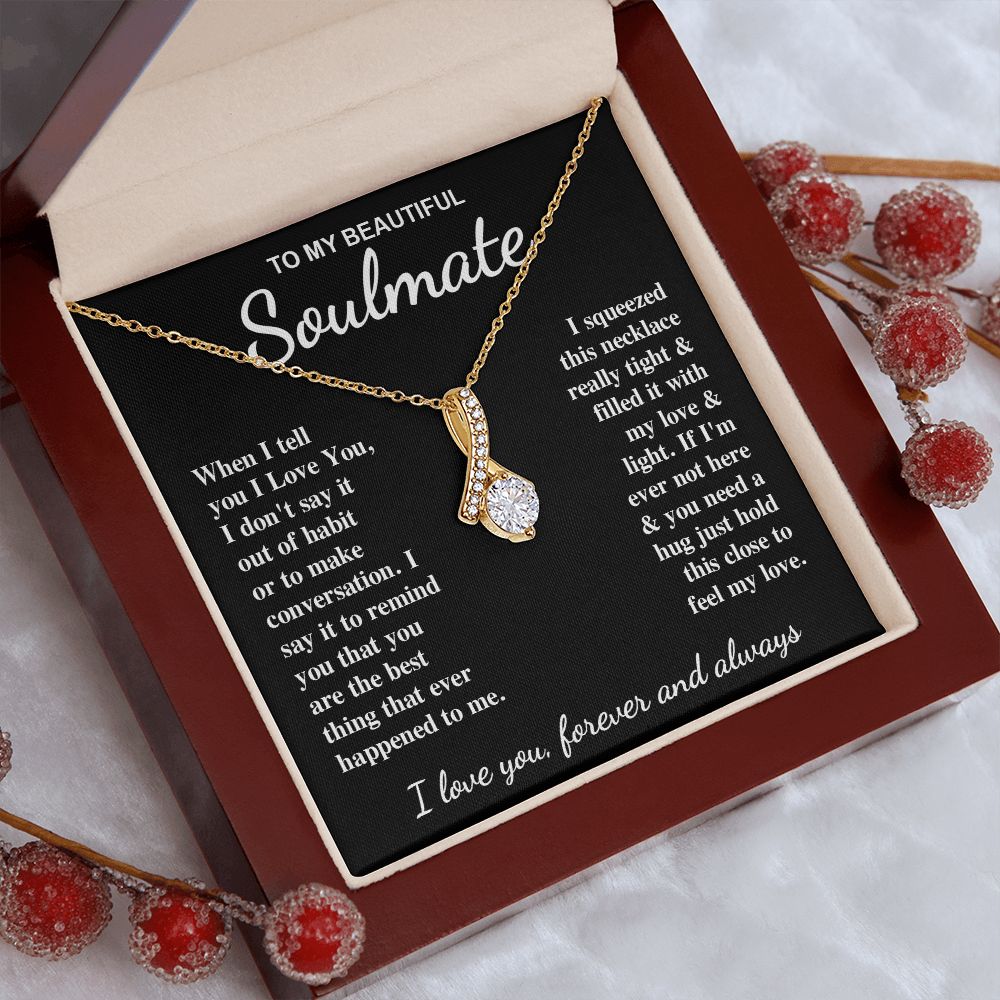 To My Beautiful Soulmate Necklace Gifts for Her, Soulmate for Wife Birthday Gifts from Husband, Valentine for Women, Soulmate Gifts, Message Card and Necklace Gifts Box Gift Box Styles on Birthday, Wedding, Anniversary, Valentine Allruing Necklace