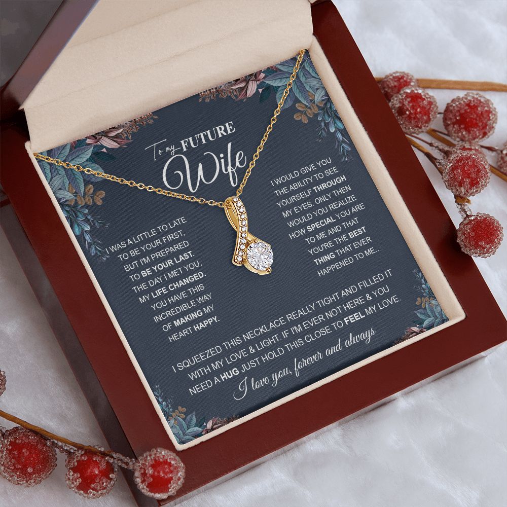to My Future Wife Necklace Future Wife Gifts, Promise Necklace For Her, Fiance Gifts For Her, Anniversary Birthday Gifts For Future Wife With Message Card Box LED, Soulmate Necklace For Women, To My Wife Necklace Allruing Necklace