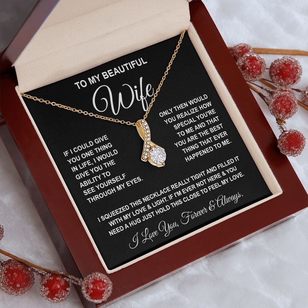 Soulmate Necklace Gifts From Husband, For Wife From Husband, Wife Gifts From Husband, Necklaces For Wife From Husband To My Wife Necklace Message Card and Necklace Gift Box Gift Box Styles on Birthday, Wedding, Anniversary, Valentine Allruing Necklace