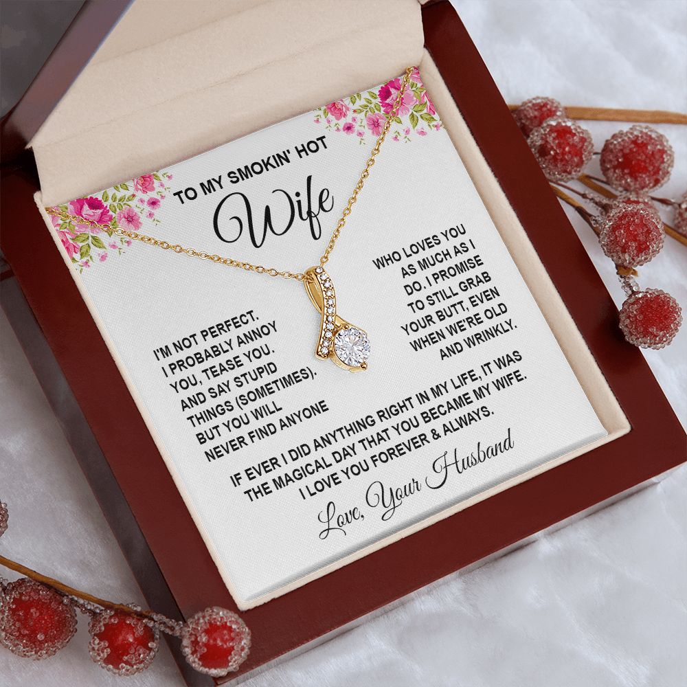 Wife Necklace Gifts from Husband, Wedding Anniversary Gifts for Wife from Husband, Wife Valentine Gifts from Husband, To My Wife Necklace Message Card and Necklace Gifts Box Gift Box Styles on Birthday, Wedding, Anniversary, Valentine Allruing Necklace