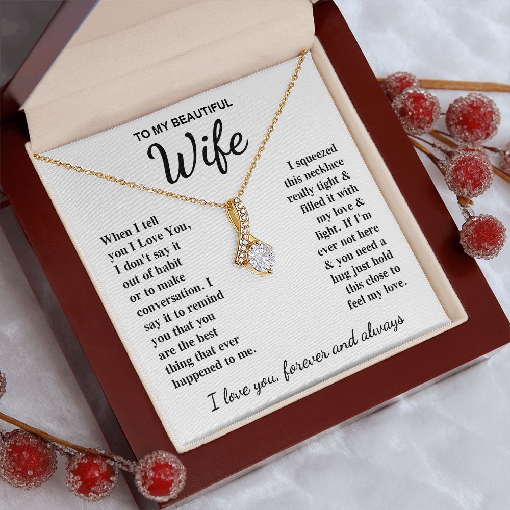 To My Beautiful Wife Necklace Gift for Her, Soulmate for Wife Birthday Gifts from Husband, Anniversary for Women, Soulmate Gifts, Message Card and Necklace Gifts Box Gift Box Styles on Birthday, Wedding, Anniversary, Valentine Allruing Necklace