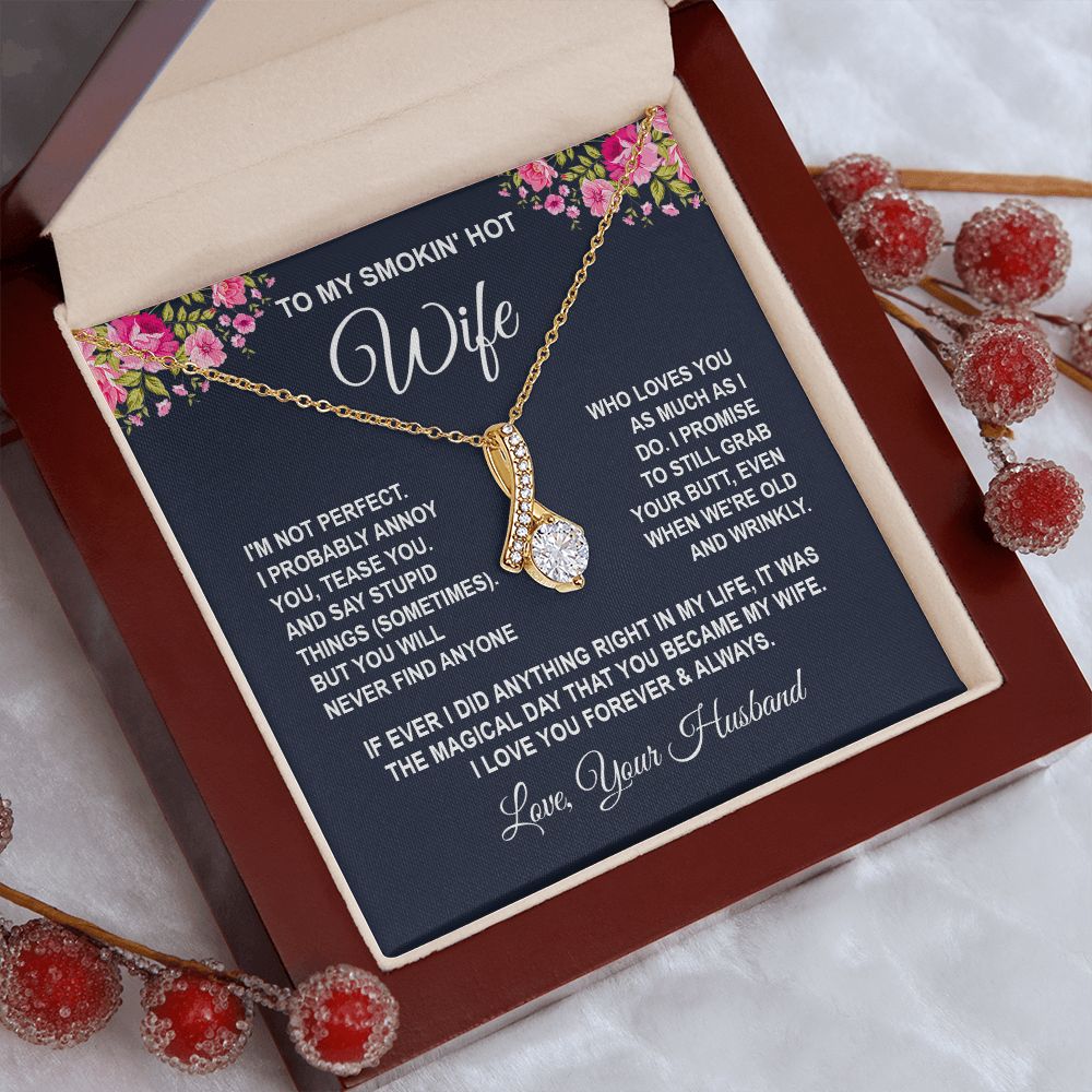 Wife Necklace Gifts from Husband, Wedding Anniversary Gifts for Wife from Husband, Wife Birthday Gifts from Husband, To My Wife Necklace Message Card and Necklace Gifts Box Gift Box Styles on Birthday, Wedding, Anniversary, Valentine Allruing Necklace