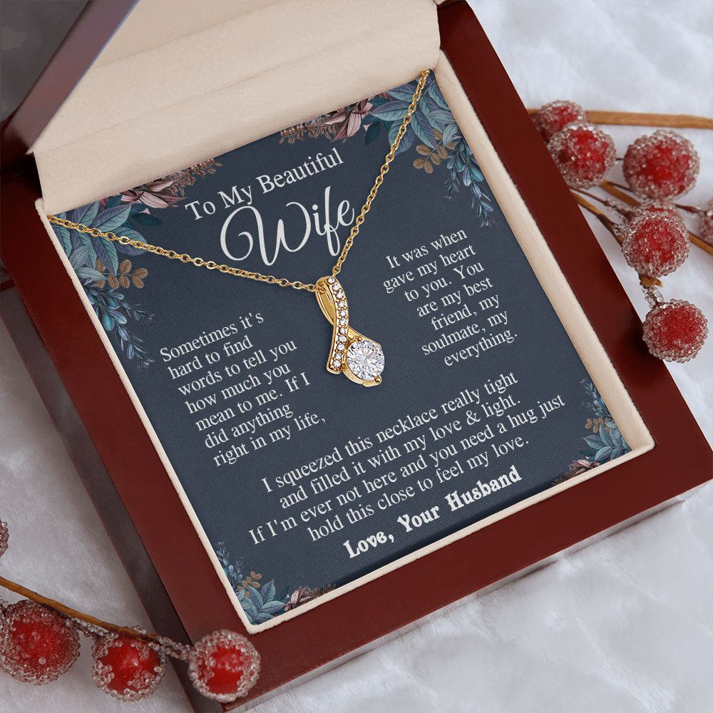 Wife Necklace from Husband, Valentine Romantic Gift for Wife from Husband to My Wife Necklaces for Wife Birthday Gifts, Wife Jewelry Necklace Message Card and Necklace Gift Box Gift Box Styles on Birthday, Wedding, Anniversary, Valentine Allruing Necklace