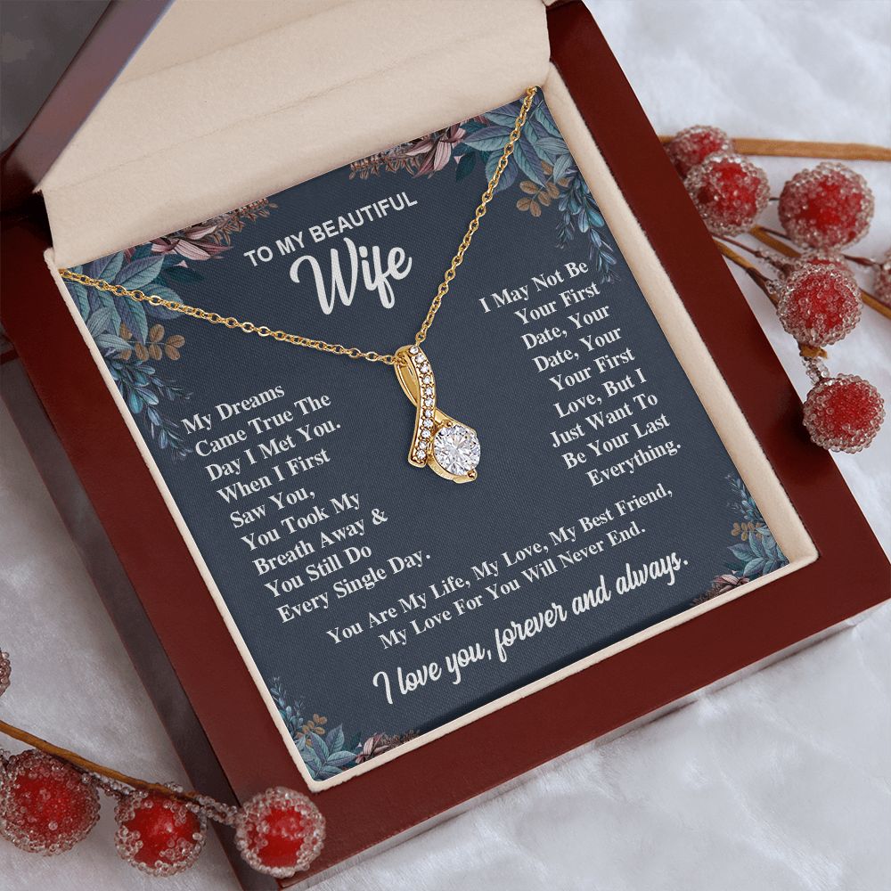 To My Wife Necklace Gift for Her, Soulmate Jewelry, Necklaces for Wife from Husband, Birthday To My Wife Necklace, Soulmate Gifts, Necklace Message Card and Gift Box Styles on Birthday, Wedding, Anniversary, Valentine Allruing Necklace
