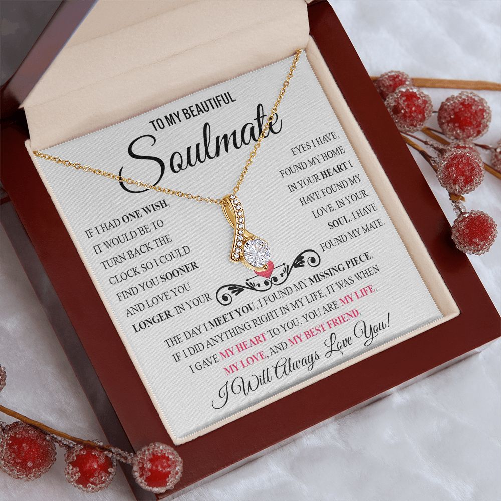 My Beautiful Soulmate Necklace Future Wife Gifts, Promise Necklace For Her, Fiance Gifts For Her, Valentine Birthday Gifts For Future Wife With Message Card Box LED, Soulmate Necklace For Women, To My Wife Necklace Allruing Necklace