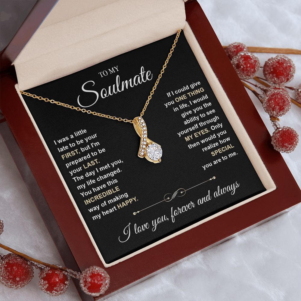To My Soulmate Necklace for Women, Necklaces For Wife from Husband, Soulmate Jewelry to My Future Wife Necklace and Necklace For Girlfriend with Message Card and Necklace Gift Box Gift Box Styles on Birthday, Christmas, Wedding, Anniversary Allruing Neckl