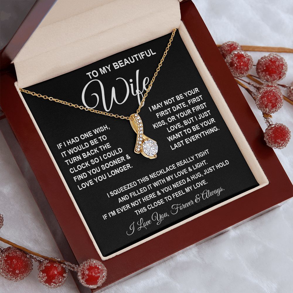To My Beautiful Wife Necklace, Soulmate Jewelry For Women, Wife Necklace From Husband, Soulmate Gift For Her, To My Future Wife Necklace Message Card and Necklace Gift Box Gift Box Styles on Birthday, Wedding, Anniversary, Valentine Allruing Necklace