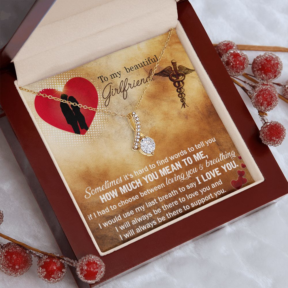Couples Gifts, Nusre Wife Necklace Gifts From Husband, Wedding Anniversary Jewelry For Wife From Husband, Wife Birthday From Husband, To My Beautiful Girlfriend Message Card and Gift Box styles On Birthday, Christmas, Anniversary  Allruing Necklace