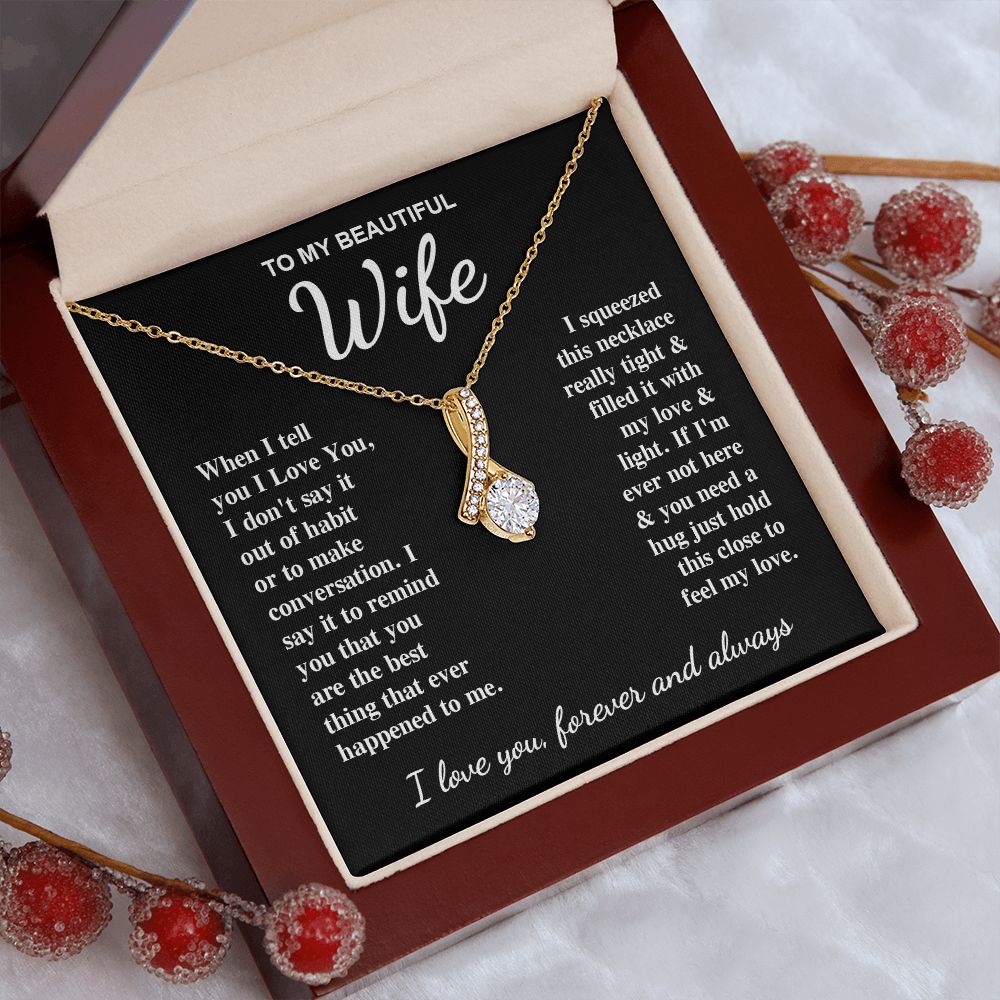 To My Beautiful Wife Necklace Gift for Her, Soulmate for Wife Birthday Gifts from Husband, Valentine for Women, Soulmate Gifts, Message Card and Necklace Gifts Box Gift Box Styles on Birthday, Wedding, Anniversary, Valentine Allruing Necklace