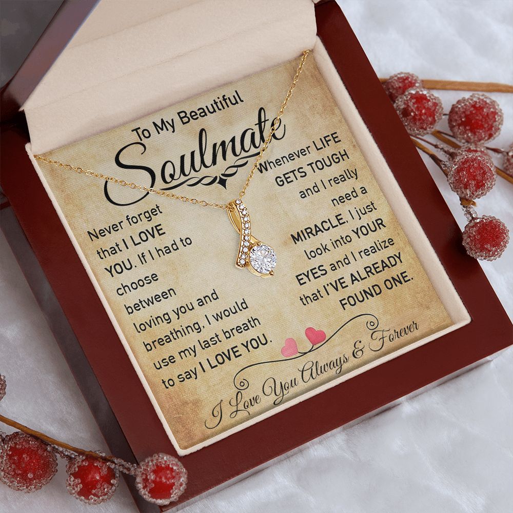 My Beautiful Soulmate Necklace Future Wife Gifts, Promise Necklace For Her, Fiance Gifts For Her, Valentine Gifts For Soulmate From Husband With Message Card Box LED, Soulmate Necklace For Women, To My Wife Necklace Allruing Necklace