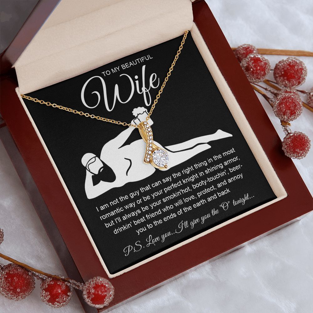 To My Beautiful Wife Necklace For Women, Funny Gifts For Girlfriend,Valentine Christmas Presents For Girlfriend, Best Birthday Meaningful Gift Ideas For Wife, Women Romantic Jewelry For Her Anniversary Message Card and Gift Box Styles Allruing Necklace