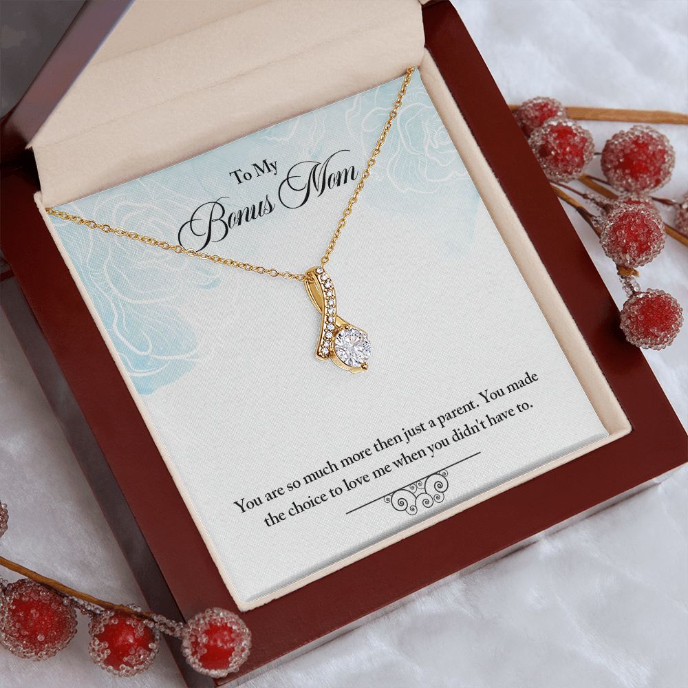 My Bonus Mom Necklace, Dear Mom, Mother's Day Necklace, Gift for Mom from Daughter, Son, Amazing Mom, Perfect Mother Mother's Day Gift, Love Knot Necklace Message Card and Gift Box Styles on Birthday, Christmas, Anniversary  Allruing Necklace