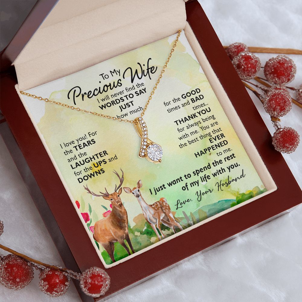 To My Preious Wife Necklace Romantic Gifts For Her Unique Necklaces For Wife From Husband Cute Valentines Day Anniversary Birthday For Wife, Love Knot Meaningful Necklace Message Card and Gift Box Styles on Birthday, Christmas, Anniversary Allruing Neckla