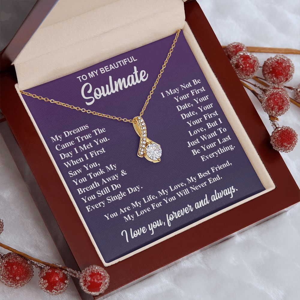 To My Soulmate Necklace Gift for Her, Soulmate Jewelry, Necklaces for Wife from Husband, Valentine To My Wife Necklace, Soulmate Gifts, Necklace Message Card and Gift Box Styles on Birthday, Wedding, Anniversary, Valentine Allruing Necklace