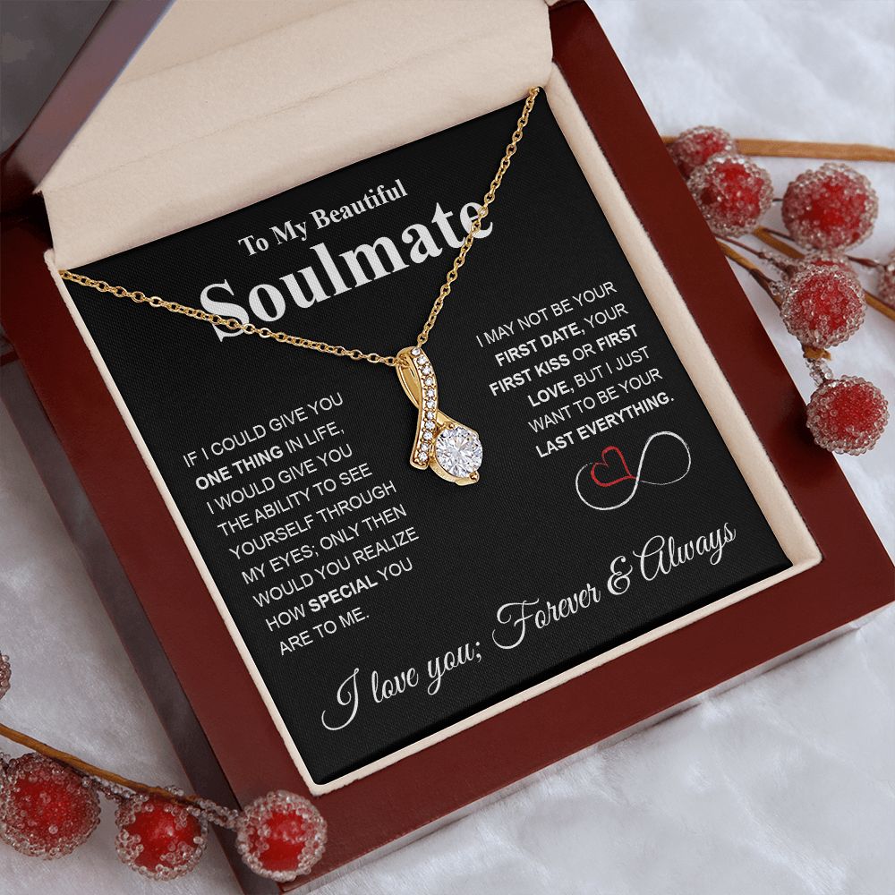 To My Beautiful Soulmate Necklace My Last Everything, Promise Necklace For Her, Fiance Gifts For Her, Valentine Gifts For Future Wife With Message Card Box LED, Soulmate Necklace For Women, To My Wife Necklace Allruing Necklace