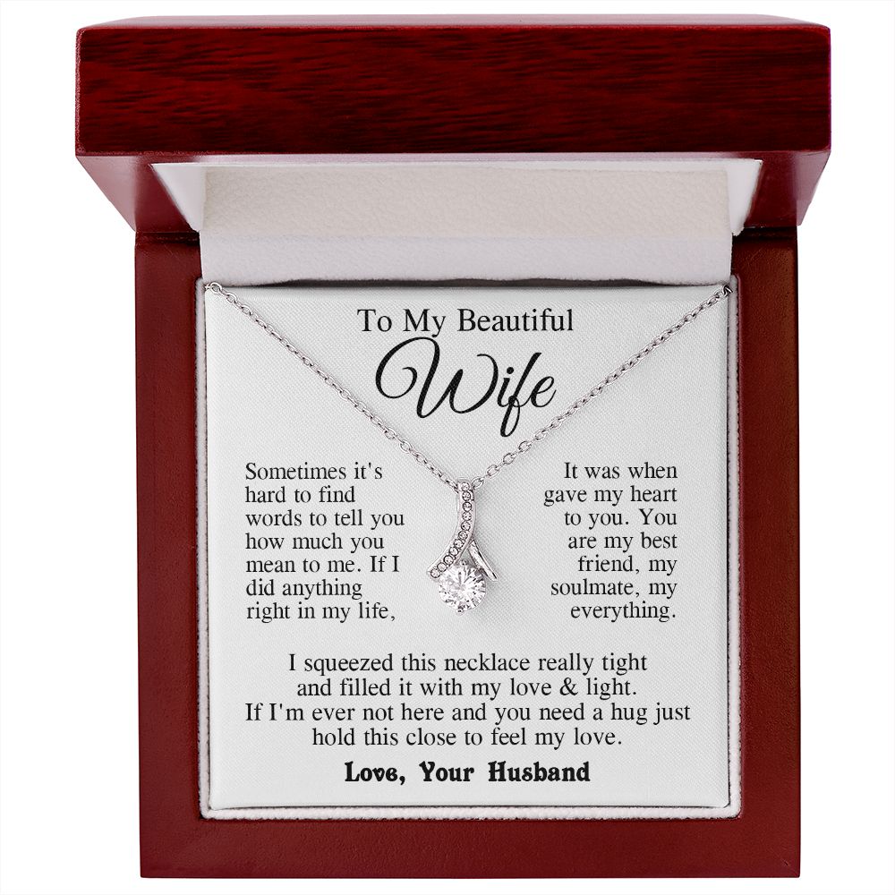Wife Necklace from Husband, Anniversary Romantic Gifts for Wife from Husband to My Wife Necklaces for Wife Birthday Gifts, Wife Jewelry Necklace Message Card and Necklace Gift Box Gift Box Styles on Birthday, Wedding, Anniversary, Valentine Allruing Neckl