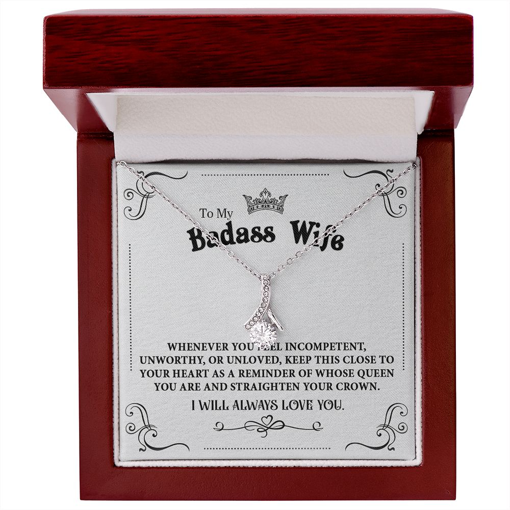 Personalized Valentine Gift For Badass Wife, To My Wife Necklace For Women, Soulmate Necklace, To My Wife Necklace From Husband, Necklace Custom Name Message Card and Gift Box Styles on Birthday, Christmas, Wedding, Anniversary Allruing Necklace