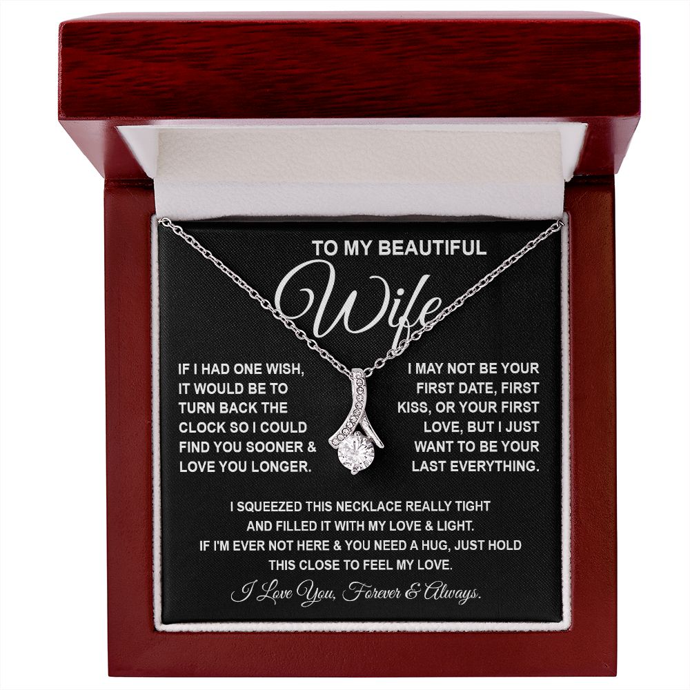To My Beautiful Wife Necklace, Soulmate Jewelry For Women, Wife Necklace From Husband, Soulmate Gift For Her, To My Future Wife Necklace Message Card and Necklace Gift Box Gift Box Styles on Birthday, Wedding, Anniversary, Valentine Allruing Necklace