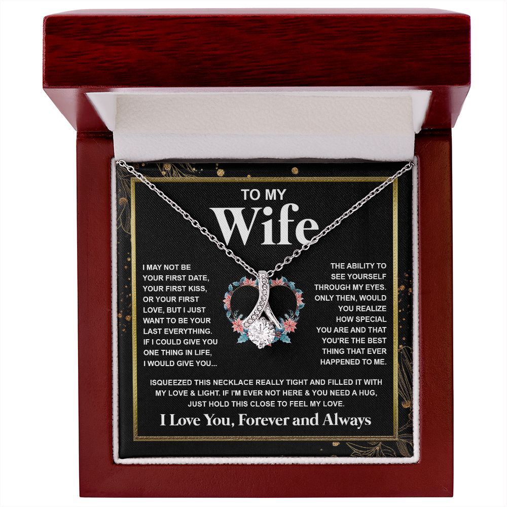 Couples Gifts Necklace To My Wife Necklace Anniversary Wedding Jewelry Romantic Gifts For My Wife Pendant Jewelry with Message Card and Box Necklaces for Women Valentines Day Happy Anniversary Wedding Present Allruing Necklace