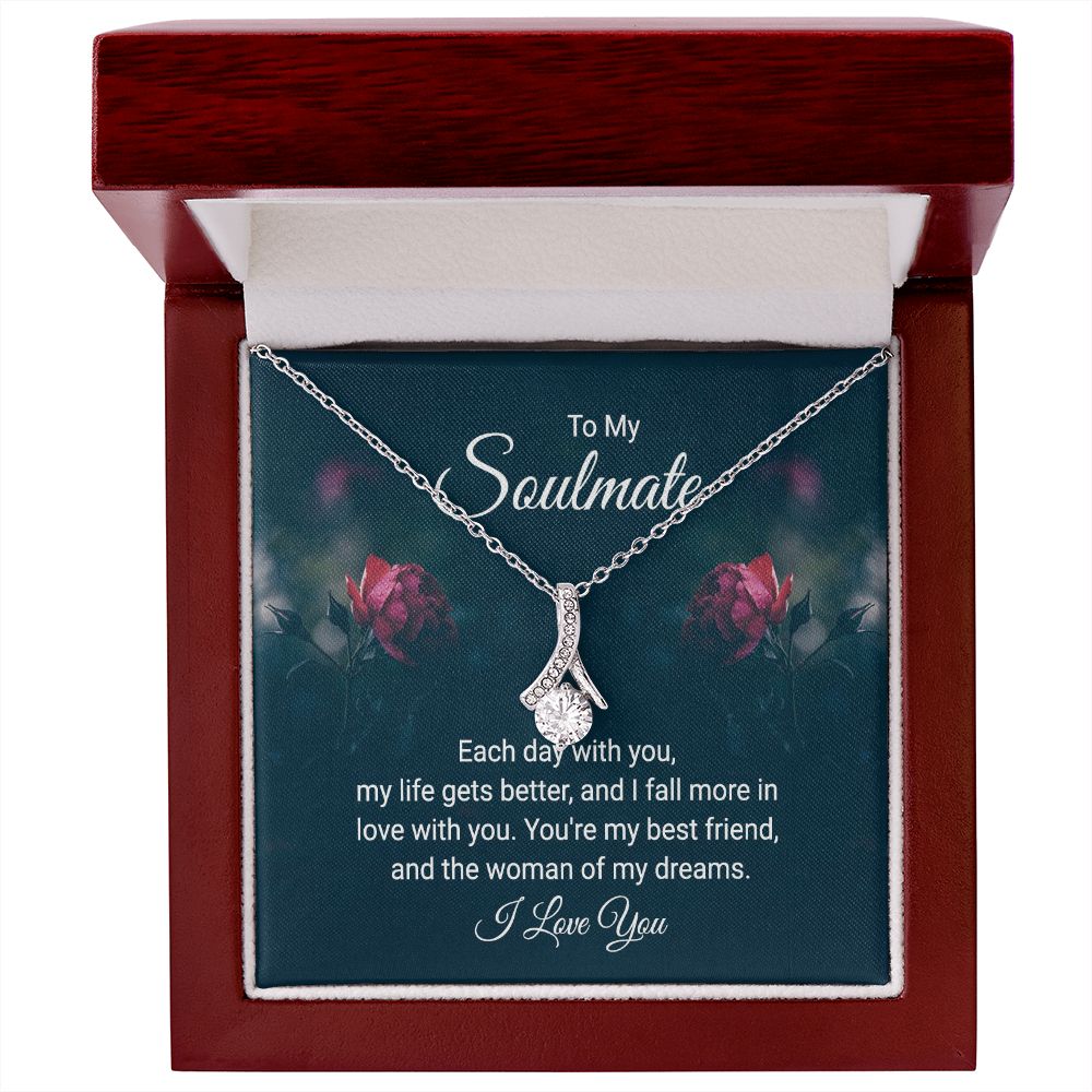 To My Soulmate Necklace for her Jewelry For Her Couples Gifts Necklaces For Soul Mate Christmas Jewelry, Dear Wife, Forever & Always, Love Knot Meaningful Necklace Message Card and Gift Box Styles on Birthday, Christmas, Anniversary Allruing Necklace