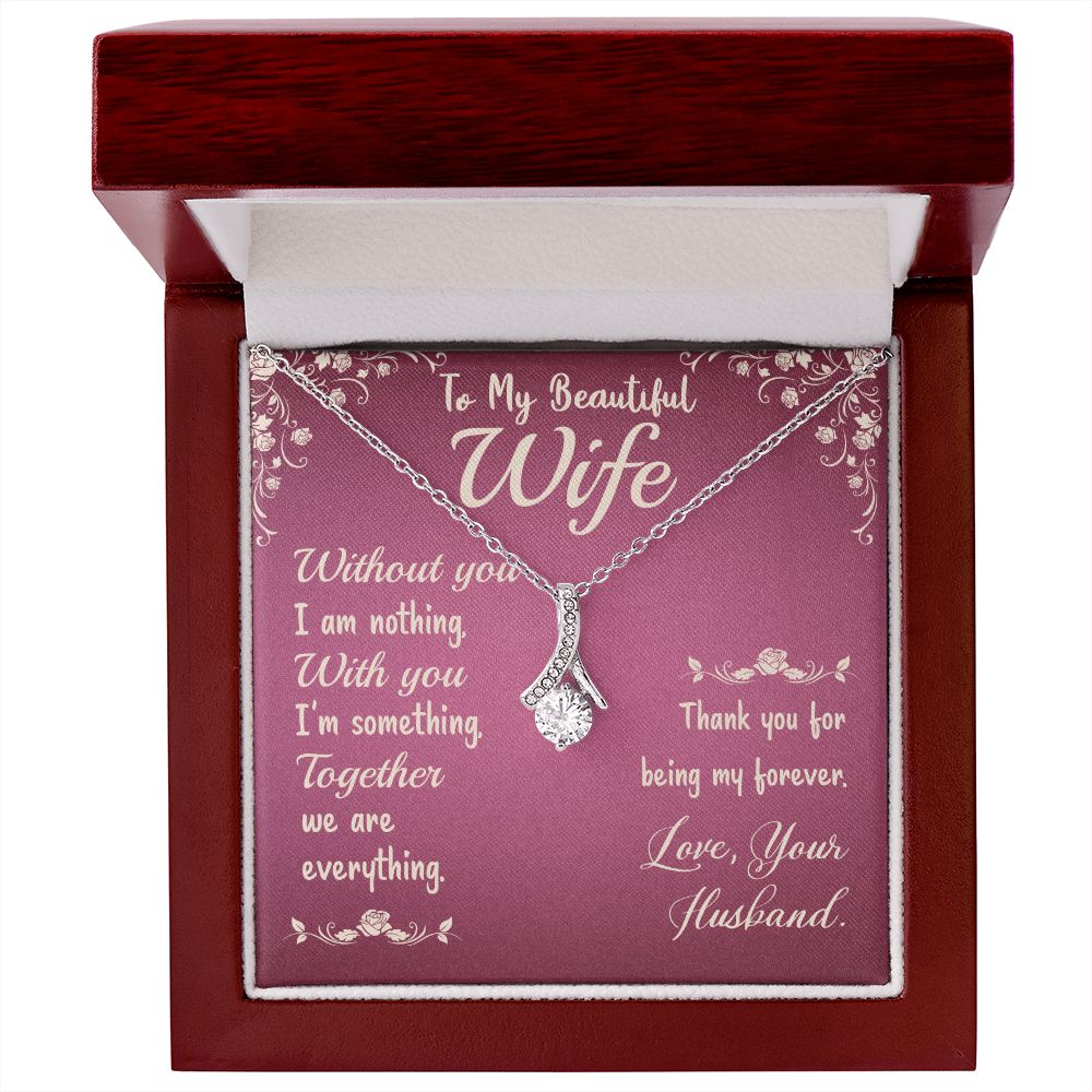 Couples Gifts,To My Wife Girlfriend Necklace Gifts From Husband, Wedding Anniversary Jewelry For Wife From Husband, Wife Birthday From Husband, To My Beautiful Wife Girlfriend Message Card and Gift Box styles On Birthday, Christmas, Anniversary  Allruing