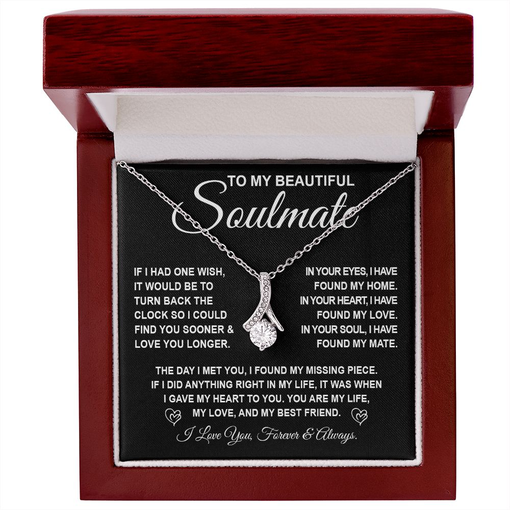To My Beautiful Soulmate Necklace Gift for Her, Soulmate for Wife Birthday Gifts from Husband, Valentine Jewelry for Women, Soulmate Gifts, Message Card and Necklace Gifts Box Gift Box Styles on Birthday, Wedding, Anniversary, Valentine Allruing Necklace