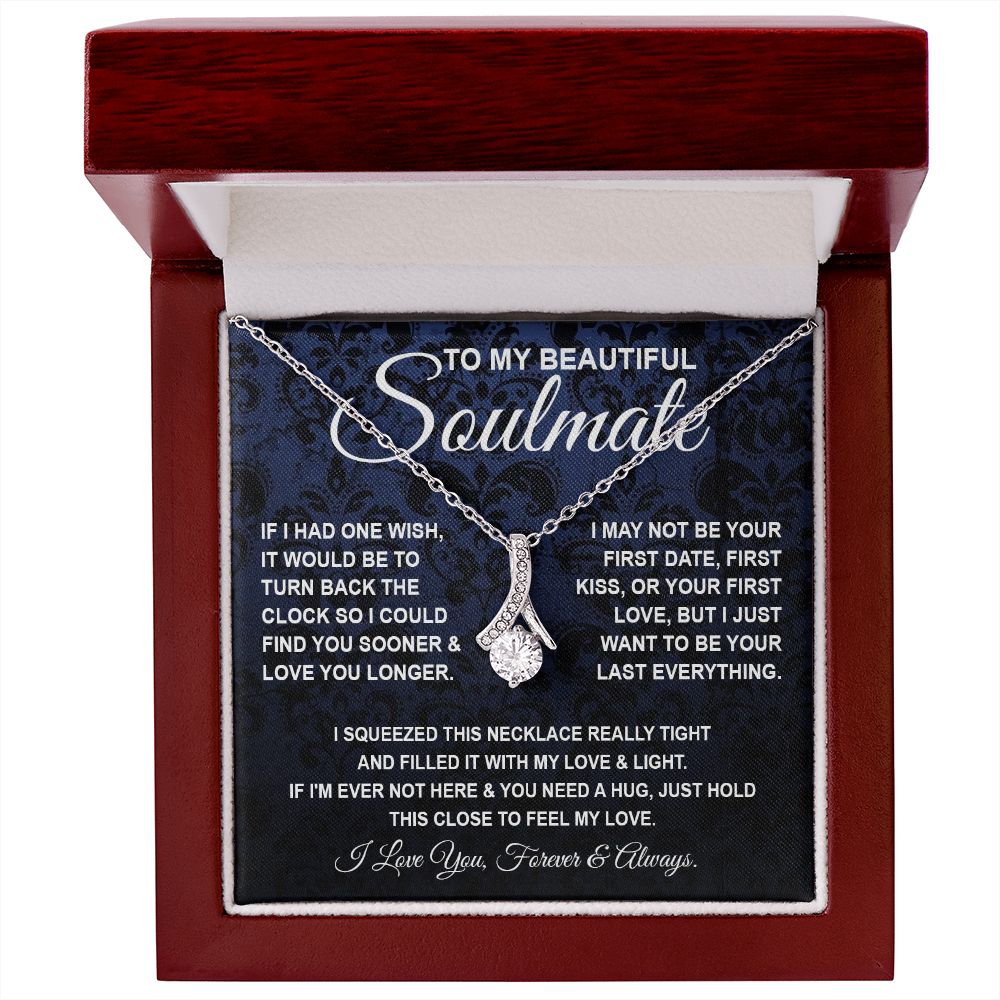 To My Beautiful Soulmate Necklace, Soulmate Jewelry For Women, Wife Necklace From Husband, Soulmate Gift For Her, To My Future Soulmate Necklace Message Card and Necklace Gift Box Gift Box Styles on Birthday, Wedding, Anniversary, Valentine Allruing Neckl