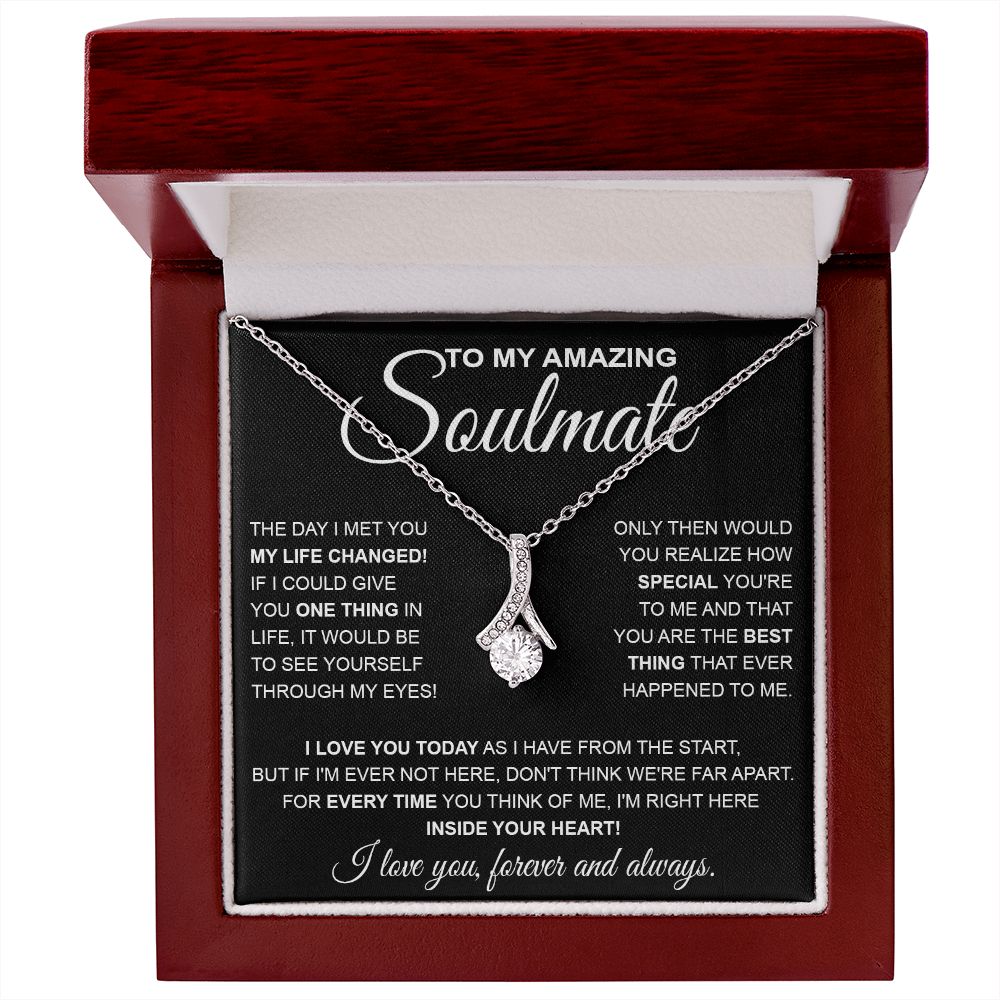 to My Soulmate Necklace, Soulmate Jewelry for Women, Wife Gifts from Husband , Necklace for Wife Soulmate Gifts Future Wife Necklace Message Card and Gift Box Styles on Birthday, Wedding, Anniversary, Valentine Allruing Necklace