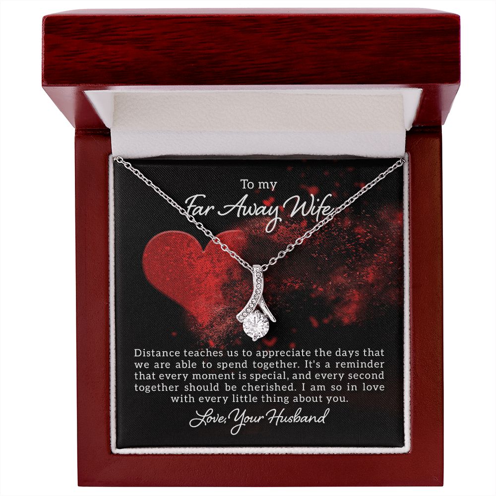 Couples Gifts, Far Away Wife Necklace Gifts From Husband, Wedding Anniversary Jewelry For Wife From Husband, Wife Birthday From Husband, To My Soulmate Message Card and Gift Box styles On Birthday, Christmas, Anniversary  Allruing Necklace