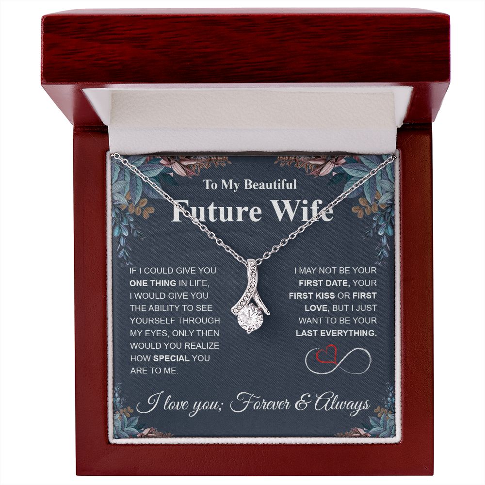 Future Wife Necklace My Last Everything, Promise Necklace For Her, Fiance Gift For Her, Wedding Gifts For Future Wife With Message Card Box LED, Soulmate Necklace For Women, To My Wife Necklace Allruing Necklace