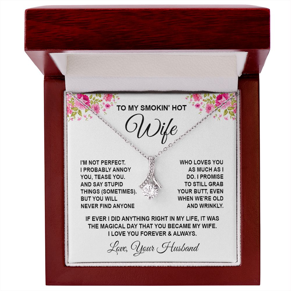 Wife Necklace Gifts from Husband, Wedding Anniversary Gifts for Wife from Husband, Wife Valentine Gifts from Husband, To My Wife Necklace Message Card and Necklace Gifts Box Gift Box Styles on Birthday, Wedding, Anniversary, Valentine Allruing Necklace