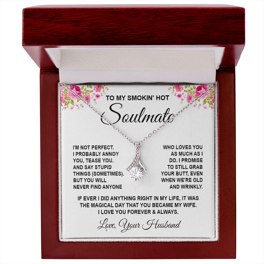 Soulmate Necklace Gifts from Husband, Wedding Anniversary Gifts for Wife from Husband, Wife Valentine Gifts from Husband, To My Wife Necklace Message Card and Necklace Gifts Box Gift Box Styles on Birthday, Wedding, Anniversary, Valentine Allruing Necklac