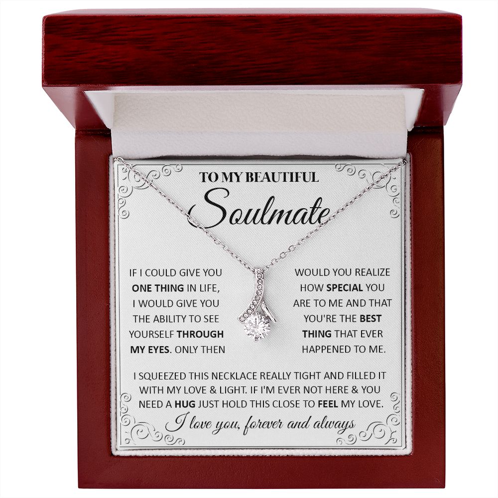 Couples Gifts, To My Beautiful Soulmate Necklace From Husband, Wedding Anniversary For Wife From Husband, Wife Wedding From Husband, To My Wife, Necklace Custom Name Message Card and Gift Box Styles on Birthday, Christmas, Wedding, Anniversary Allruing Ne