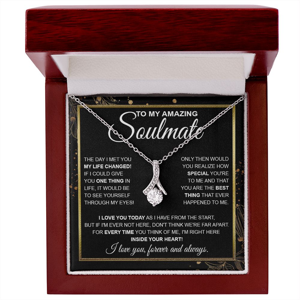To My Amazing Solmate Necklace Gift From Husband To My Badass Wife Pendant Valentine Jewelry with Message Card and Gift Box. Gift for Wife. Necklace Gift Set for Wife Necklace Gifts Box Gift Box Styles Allruing Necklace