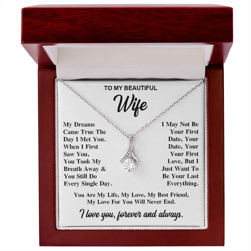 To My Wife Necklace Gift for Her, Soulmate Necklace, Necklaces for Wife from Husband, Valentine To My Wife Necklace, Soulmate Gifts, Necklace Message Card and Gift Box Styles on Birthday, Wedding, Anniversary, Valentine Allruing Necklace