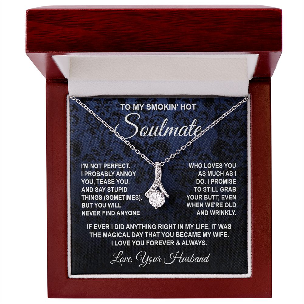 Soulmate Necklace Gifts from Husband, Wedding Gifts for Wife from Husband, Wife Valentine Gifts from Husband, To My Wife Necklace Message Card and Necklace Gifts Box Gift Box Styles on Birthday, Wedding, Anniversary, Valentine Allruing Necklace