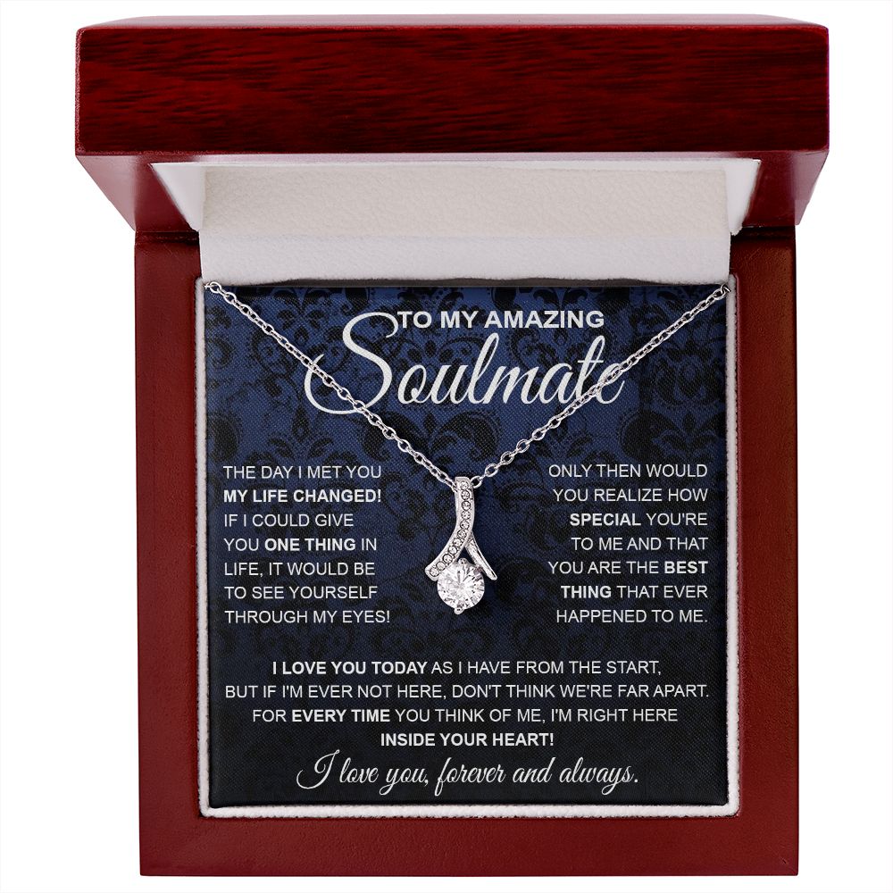 to My Soulmate Necklace, Soulmate Jewelry for Women, Wife Gifts from Husband, Anniversary Necklace for Wife Soulmate Gifts Future Wife Necklace Message Card and Gift Box Styles on Birthday, Wedding, Anniversary, Valentine Allruing Necklace