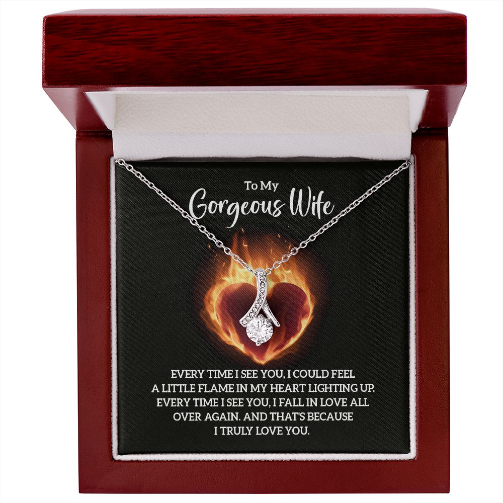 Couples Gifts, To My Gorgeous Wife Necklace Gifts From Husband, Wedding Anniversary Jewelry For Wife From Husband, Wife Birthday From Husband, To My Soulmate Message Card and Gift Box styles On Birthday, Christmas, Anniversary  Allruing Necklace