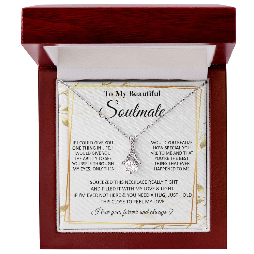 Couples Gifts To My Beautiful Soulmate Necklace From Husband, Wedding Anniversary For Wife From Husband, Wife Wedding From Husband, To My Wife, Necklace Custom Name Message Card and Gift Box Styles on Birthday, Christmas, Wedding, Anniversary Allruing Nec