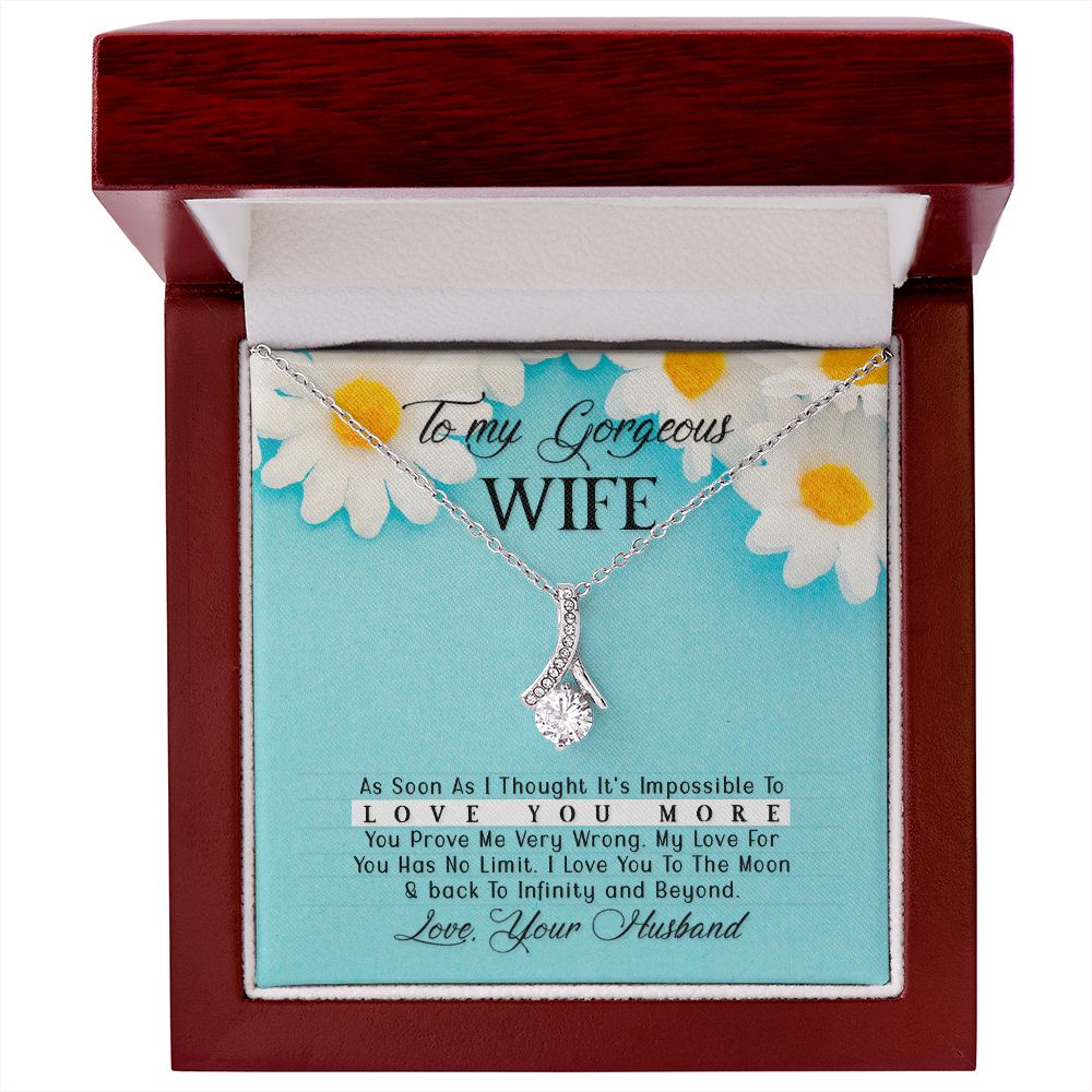To My Gorgeous Wife Every Passing Second Gift Wife From Husband, Jewelry For Women, Jewelry For Wife, Love Knot Meaningful Necklace Message Card and Gift Box Styles on Birthday, Christmas, Anniversary Allruing Necklace