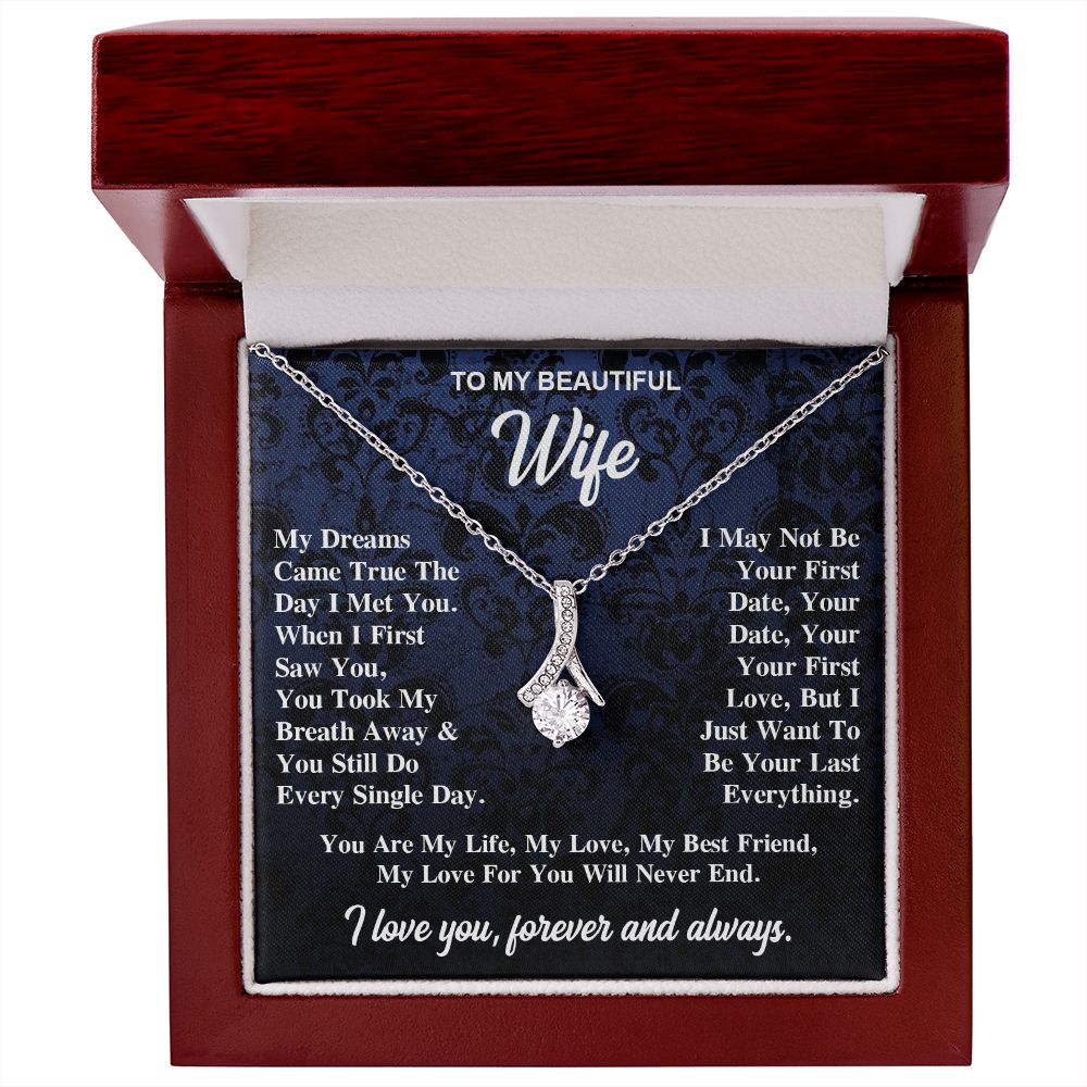 To My Wife Necklace Gift for Her, Soulmate Jewelry, Necklaces for Wife from Husband, Wedding To My Wife Necklace, Soulmate Gifts, Necklace Message Card and Gift Box Styles on Birthday, Wedding, Anniversary, Valentine Allruing Necklace