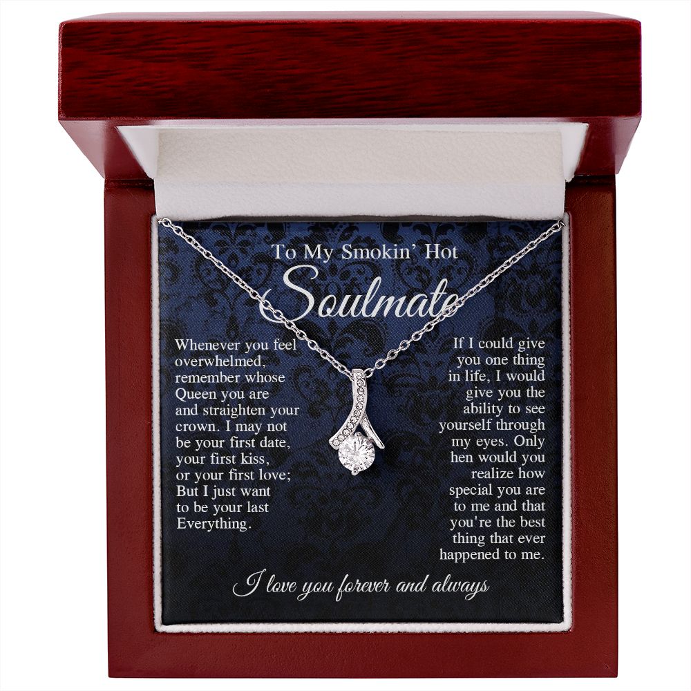 To My Smokin Hot Soulmate Necklace, Valentine Anniversary Jewelry Gift for Women, Anniversary Gifts For Wife From Husband To My Wife Necklace Message Card and Necklace Gift Box Gift Box Styles on Birthday, Wedding, Anniversary, Valentine Allruing Necklace