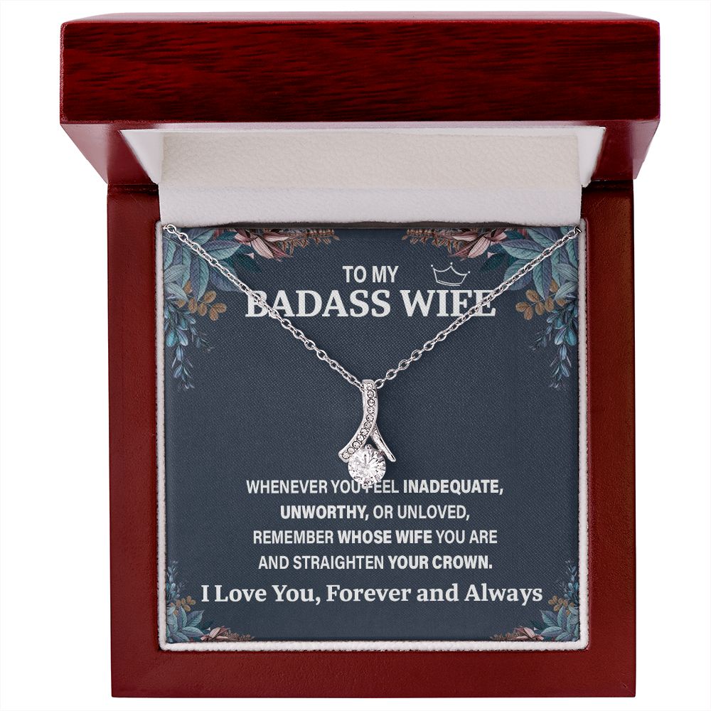 Wife Necklace Gift From Husband To My Badass Wife Pendant Birthday Jewelry with Message Card and Gift Box. Gift for Wife. Necklace Gift Set for Wife Necklace Gifts Box Gift Box Styles Allruing Necklace