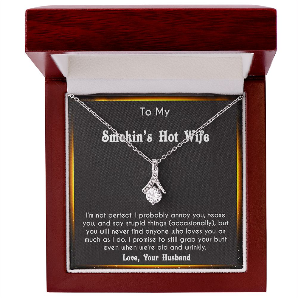 to My Smokin Hot Wife Necklace Future Wife Gifts, Promise Necklace For Her, Fiance Gifts For Her, Valentine Birthday Gifts For Future Wife With Message Card Box LED, Soulmate Necklace For Women, To My Wife Necklace Allruing Necklace