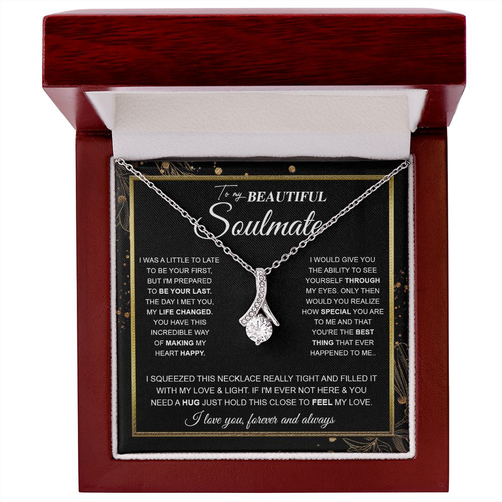 to My Beautiful Soulmate Necklace Future Wife Gifts, Promise Necklace For Her, Fiance Gifts For Her, Valentine Birthday Gifts For Future Wife With Message Card Box LED, Soulmate Necklace For Women, To My Wife Necklace Allruing Necklace
