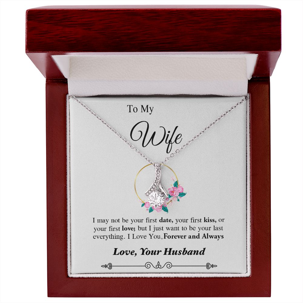 Couples Gifts, To My Dear Wife Necklace Gifts From Husband, Wedding Anniversary Jewelry For Wife From Husband, Necklace Customer Name Message Card and Gift Box styles On Birthday, Christmas, Anniversary Allruing Necklace
