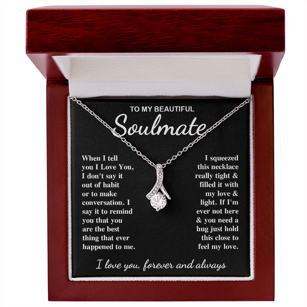 To My Beautiful Soulmate Necklace Gifts for Her, Soulmate for Wife Birthday Gifts from Husband, Valentine for Women, Soulmate Gifts, Message Card and Necklace Gifts Box Gift Box Styles on Birthday, Wedding, Anniversary, Valentine Allruing Necklace